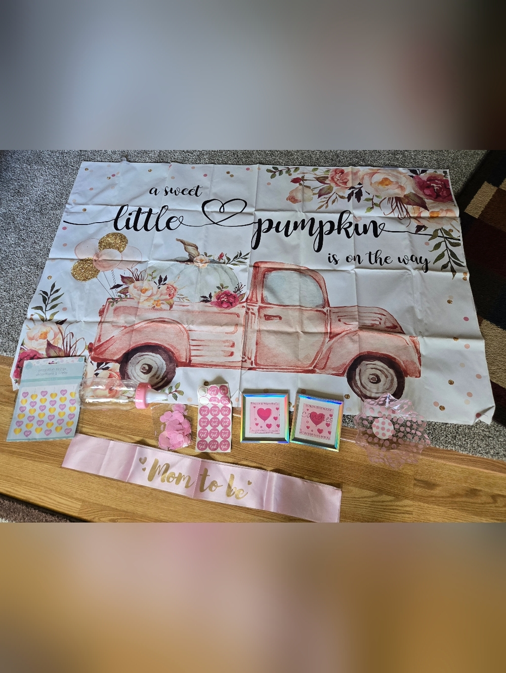 Girls Pumpkin Truck Baby Shower Decor